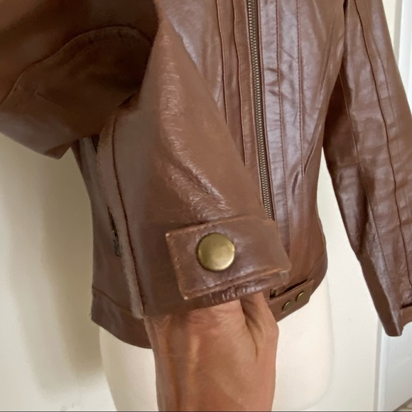 NWOT Arden B real leather jacket, brown, size M - Picture 6 of 6